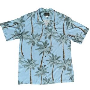 Vintage Hawaiian Aloha Shirt Men's M Hawaiian Reserve Collection Blue Palm Trees